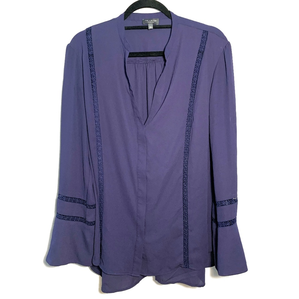EUC XL The Limited Long Sleeve Lace Inset Blouse - Picture 3 of 6